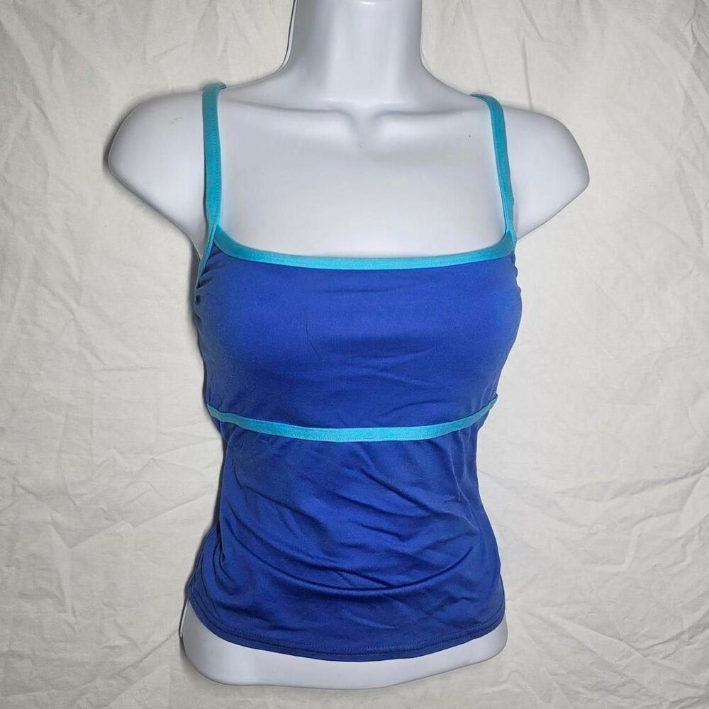 Vintage 90s blue striped tankini swim top